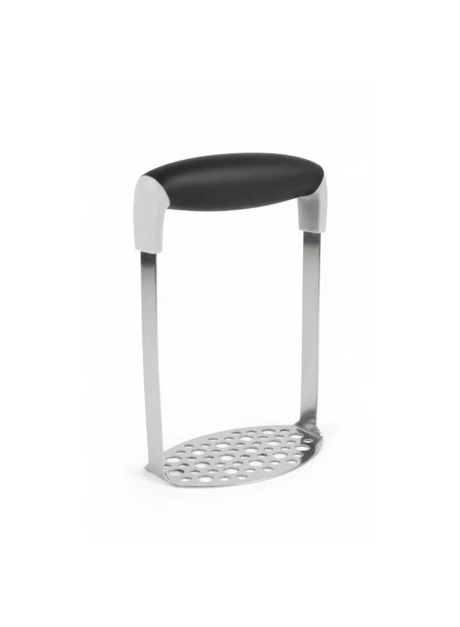 Stainless Steel Potato Masher with Black Silicone Handle – Heavy-Duty Manual Masher for Potatoes, Vegetables & Purees - Image 1